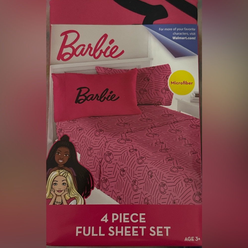 Barbie Pink Patterned Microfiber Sheet Set